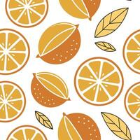 Fresh citrus fruits seamless tile pattern with bright orange and yellow tones perfect for a sunny summer vibe concept as Bright orange and yellow citrus fruits create a fresh vibra Clean Pro vector