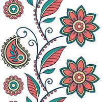 Folk art seamless pattern with vibrant floral motifs and intricate designs for a colorful traditional cultural look concept as Vibrant folk art pattern with detailed floral motifs Clean Pro vector
