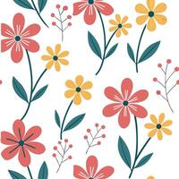 Fresh spring blooms seamless tile pattern with vivid flower designs for vibrant spaces concept as Bold spring flower patterns in bright vivid colors designed in a seamless tile for Clean Pro vector