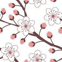 Freshly bloomed cherry blossoms seamless tile pattern with soft pink and white hues symbolizing renewal concept as Soft pink and white cherry blossoms create a seamless tile patter Clean Pro vector