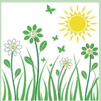 Fresh spring sunshine seamless pattern with vibrant light rays and blooming flowers for energizing spring visuals concept as Energizing spring sunshine pattern with vibrant rays an Clean Pro vector
