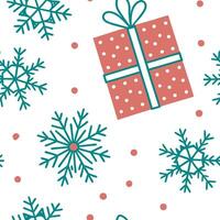 Frosty snowflake and holiday gift seamless tile pattern with vibrant colors and festive elements concept as Vibrant holiday gifts paired with frosty snowflakes create a seamless ti Clean Pro vector