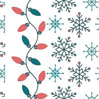 Frosty snowflake and holiday lights seamless tile pattern with sparkling winter accents concept as Sparkling holiday lights paired with frosty snowflakes create a seamless tile pat Clean Pro 3 vector