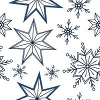 Frosty snowflake and holiday star seamless tile pattern with glowing winter accents concept as Glowing winter stars paired with snowflakes create a frosty seamless tile pattern wit Clean Pro vector