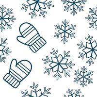 Frosty snowflake and mitten seamless tile pattern with icy accents and cool tones concept as Icy accents on snowflakes paired with cozy mittens create a seamless tile pattern with Clean Pro vector