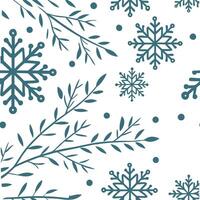 Frosty snowflake and snow covered branch seamless tile pattern with winter elegance concept as Snowflakes paired with snow covered branches create a seamless tile pattern exuding w Clean Pro vector
