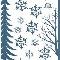 Frosty snowflake and tree silhouette seamless tile pattern with winter forest elements concept as Snowflakes paired with tree silhouettes create a frosty seamless tile pattern with Clean Pro vector