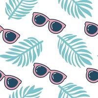 Fun summer sunglasses seamless tile pattern with neon frames and tropical reflections concept as Neon sunglasses with tropical reflections create a seamless tile pattern full of br Clean Pro vector