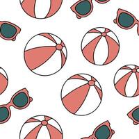 Fun and playful summer seamless pattern with beach balls and sunglasses for energetic outdoor spaces concept as Beach balls and sunglasses in a seamless pattern perfect for creatin Clean Pro vector