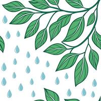 Gentle spring rain seamless tile pattern with soft raindrops on fresh green leaves symbolizing growth concept as Soft raindrops on fresh green leaves create a rejuvenating seamless Clean Pro vector