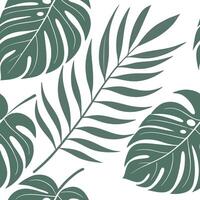 Geometric botanical tropical leaves seamless tile pattern with intersecting monstera and palm lines and muted green palette for modern classic interiors concept as Intersecting mon Clean Pro vector