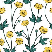 Geometric buttercup seamless pattern with sharp lines and modern aesthetics on white concept as Sharp lined geometric buttercups creating a modern seamless pattern perfect for cont Clean Pro vector