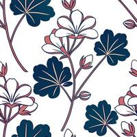 Geometric geranium seamless pattern with sharp lines and modern aesthetics on white concept as Sharp lined geometric geraniums creating a modern seamless pattern perfect for contem Clean Pro vector