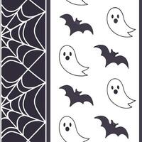 Ghosts and bats seamless tile pattern with spooky elements and dark tones for eerie Halloween decor concept as Spooky ghosts and bats arranged seamlessly with dark tones for eerie Clean Pro vector
