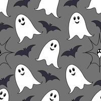 Ghosts and bats seamless tile pattern with spooky elements and dark tones for eerie Halloween decor concept as Spooky ghosts and bats arranged seamlessly with dark tones for eerie Clean Pro 2 vector