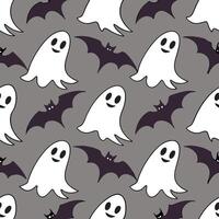 Ghosts and witches seamless tile pattern with spooky elements and dark hues for eerie Halloween decor concept as Spooky ghosts and witches arranged seamlessly with dark hues for ee Clean Pro vector