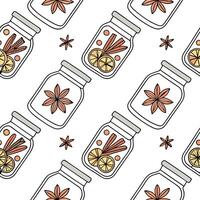 Glass Jar Infographic Elements concept as A seamless design featuring glass jars filled with festive elements like dried fruits and spices symbolizing a Zero Waste New Year Clean Pro vector