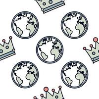 Globe and crown floating with white background symbolizing global leadership and authority concept as A image featuring a glowing globe paired with a radiant crown symbolizi Clean Pro vector