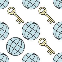 Globe and key floating above white background representing global leadership and access concept as A illustration of a glowing globe paired with a digital key symbolizing gl Clean Pro vector