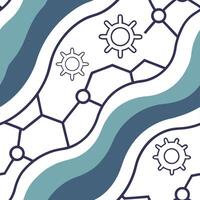Glossy background with flowing lines and abstract technology icons concept as A glossy background with flowing lines and abstract technology icons representing the seamless integra Clean Pro vector