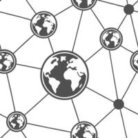 Globe Network Tiles concept as Create a seamless pattern of minimalist globes connected by network lines Camera pans across the pattern emphasizing global connection and solidarit Clean Pro vector