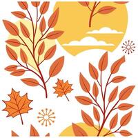 Golden autumn sunset seamless tile pattern with warm hues and nature inspired elements concept as Golden hues of autumn sunset blend with nature inspired elements to create a warm Clean Pro vector
