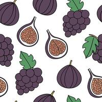 Grapes and Figs concept as Create a seamless tile pattern featuring cartoon style grapes and figs representing the abundance of fruits during Yalda Night in Photo Stock Concept Clean Pro vector