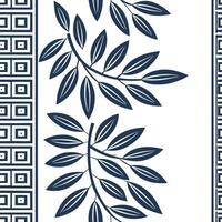Greek key patterns and olive branches seamless tile design with classic white and blue tones concept as Classic white and blue tones highlight Greek key patterns intertwined with o Clean Pro vector