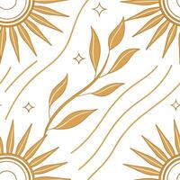 Golden sun rays seamless tile pattern with highlights and soft hues symbolizing a rejuvenating spring morning concept as Golden sun rays with soft hues create a seamless spring til Clean Pro vector