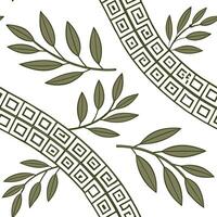 Greek key patterns and olive branches seamless tile design with classic white and blue tones concept as Classic white and blue tones highlight Greek key patterns intertwined with o Clean Pro 2 vector