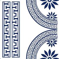 Greek Meander seamless tile pattern with blue and white tones and traditional patterns for coastal decor concept as Blue and white Greek meander patterns arranged seamlessly for co Clean Pro vector