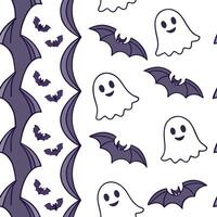Halloween ghosts and goblins seamless tile pattern with spooky elements and dark hues for eerie decor concept as Spooky ghosts and goblins arranged seamlessly with dark hues for ee Clean Pro vector