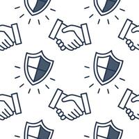 Handshake and shield floating above white background symbolizing trust and protection in business concept as A image featuring a glowing handshake paired with a protective s Clean Pro vector