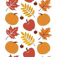 Harvest autumn leaves seamless tile pattern with wheat stalks and pumpkins for farmhouse inspired decor concept as Wheat stalks and pumpkins arranged seamlessly with autumn leaves Clean Pro vector
