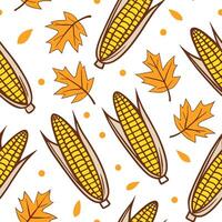 Harvest corn seamless tile pattern with golden corn cobs and autumn accents concept as Golden corn cobs and autumn accents create a harvest corn seamless tile pattern perfect for f Clean Pro vector