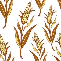 Harvest inspired corn stalks seamless tile pattern with warm golden tones and autumn textures concept as Warm golden corn stalks with autumn textures create a harvest inspired seam Clean Pro vector