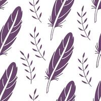 Heather and feathers seamless pattern airy isolated white background perfect for light textiles branding packaging concept as Airy heather and feathers seamless pattern on a white Clean Pro vector
