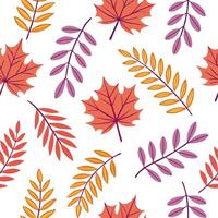 Heather and autumn leaves seamless pattern colorful isolated white background perfect for fall textiles branding packaging concept as Colorful heather and autumn leaves seamless pa Clean Pro vector