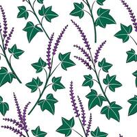 Heather and ivy seamless pattern lush isolated white background perfect for garden textiles branding packaging concept as Lush heather and ivy seamless pattern on a white backgroun Clean Pro vector