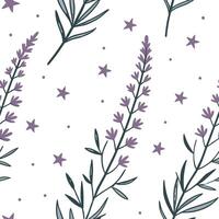 Heather and stars seamless pattern celestial isolated white background ideal for night textiles branding packaging concept as Celestial heather and stars seamless pattern on a whit Clean Pro 2 vector