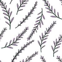 Heather sprigs seamless pattern elegant isolated white background ideal for wedding textiles branding packaging concept as Elegant heather sprigs seamless pattern on a white backgr Clean Pro vector