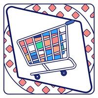 Holographic shopping cart with floating products concept as Macro shot of a floating holographic shopping cart filled with vibrant product images each illuminated with colorful hal Clean Pro vector