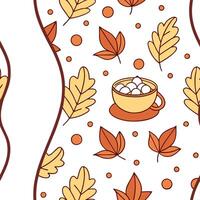 Hot cocoa and marshmallows seamless tile pattern with warm inviting colors concept as Hot cocoa topped with marshmallows creates a seamless tile pattern with warm inviting autumn c Clean Pro vector
