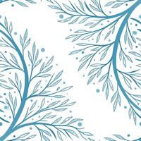 Icy branch silhouette seamless tile pattern with delicate frost details and cool blue tones concept as Delicate frost on icy branch silhouettes creates a seamless tile pattern with Clean Pro vector