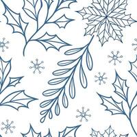 Icy frost leaf seamless tile pattern with delicate snowflakes and cool blue accents concept as Delicate snowflakes on icy frost leaves create a seamless tile pattern with cool blue Clean Pro vector