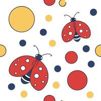 Illustrate a seamless pattern featuring retro polka dots in vibrant primary colors for a playful mid century modern theme concept as Design a repeating pattern with bold polka dot Clean Pro 8 vector