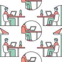 In a bright lounge surveying passive income with co working spaces setting flexible desks attracting entrepreneurs collecting fees monthly concept as Operator arranges desks sets m Clean Pro vector