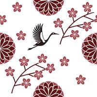 Incorporate traditional Japanese decorations into a seamless tile design focusing on cherry blossoms cranes and geometric motifs concept as Create a seamless tile pattern with Jap Clean Pro vector