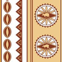 Incorporate local African village symbols into seamless tile patterns focusing on storytelling motifs and earthy color schemes concept as Create seamless tiles using African villa Clean Pro vector
