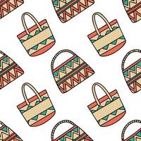 Incorporate ethnic inspired bags and pouches into seamless tile designs using vibrant patterns and traditional fabrics concept as Feature ethnic bags and pouches in seamless patte Clean Pro vector